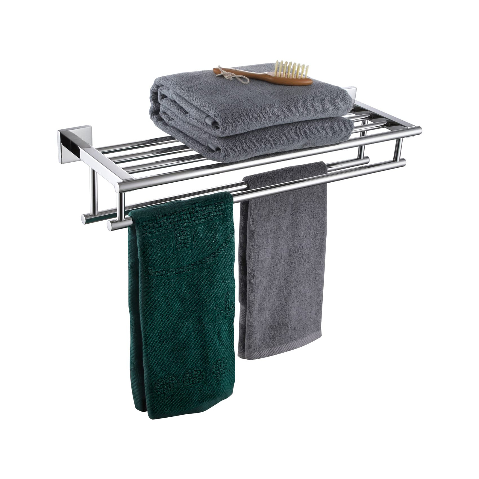 Bathroom Towel Rack Towel Holder 20 Inch Towel Shelf with Double Towel Bars W...