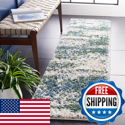 Safavieh Berber Shag Collection Runner Rug - 2 X 14 Green Beige Non-Shedding