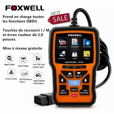 Foxwell NT301 OBD2 Fehlercode-Leser Scanner zur Motorfehlerprüfung Autodiagnose