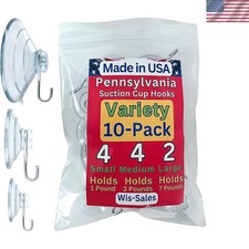 Heavy Duty Suction Cup Hooks for Glass Windows, 10-Pack Variation