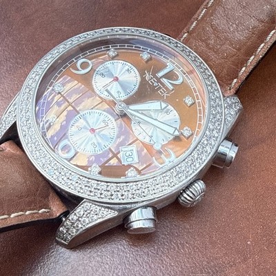 3ct Diamond  Ice Tek Classic Chrono Watch Swiss Movement Stainless Steel Watch