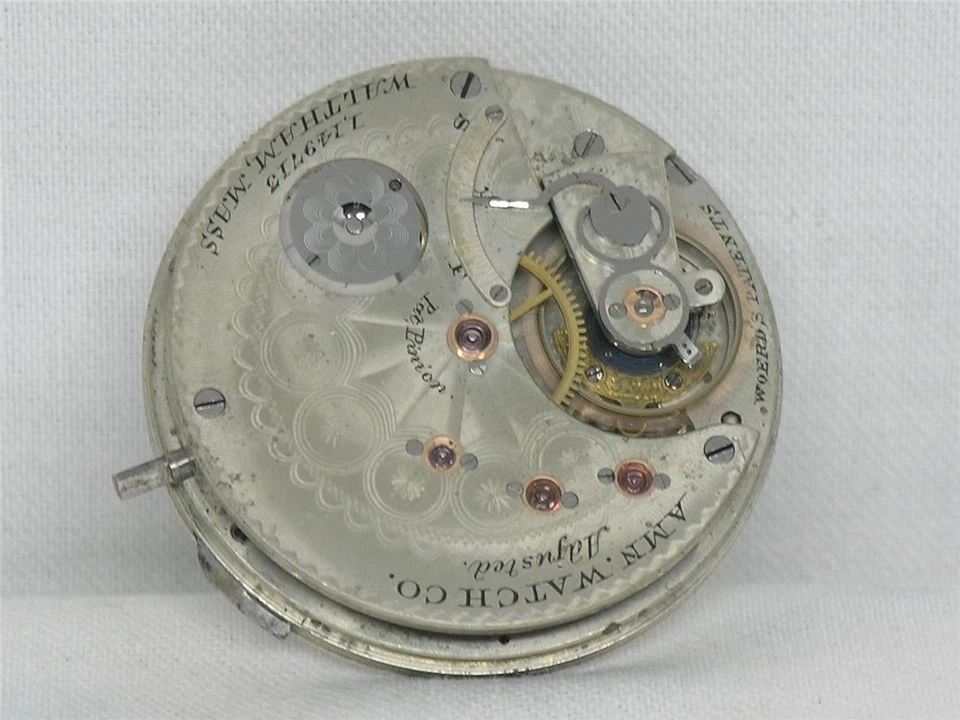 РЕДКАЯ AMN. 16 РУБИНОВЫЙ ДРАГОЦЕННЫЙ КАМЕНЬ 1874 МОДЕЛЬ 14S WALTHAM КАРМАННЫЕ ЧАСЫ MOV'T, РАБОТАЕТ! - Изображение 4 из 4