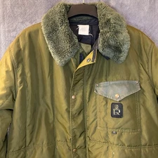 VTG RefrigiWear Mens XL Olive Green Sherpa Collar Insulated Work Jacket Made USA