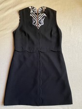 Ted Baker RUBEYED-Scallop Edge Shift Dress Black 4 Mini Little Black Dress