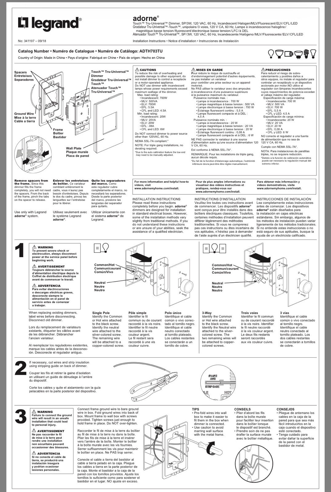 LeGrand Adorne Touch Dimmer Graphite