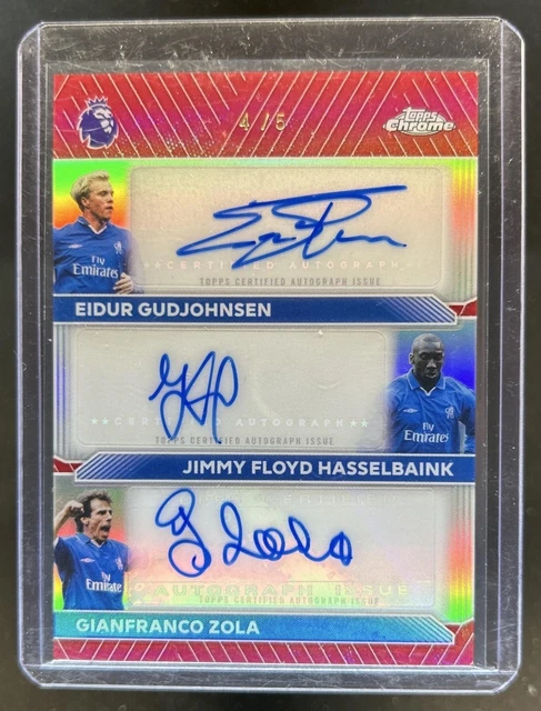 2020 Topps Chrome Eidur Gudjohnsen Gianfranco Zola Hasselbaink Auto Red #/5