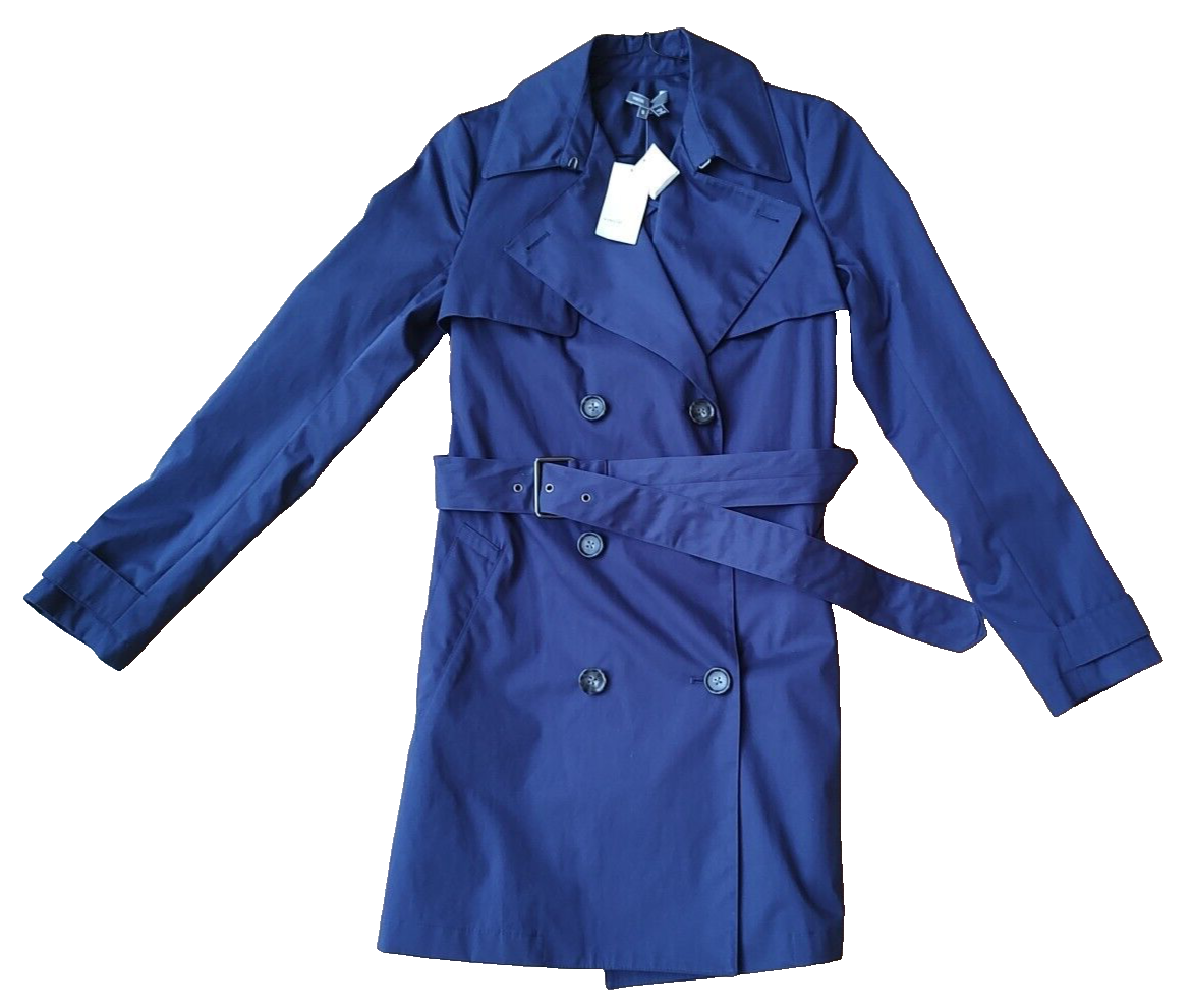 VINCE Navy Blue Belted Trench Coat Jacket Womens NWT $425 Sz Small NEW