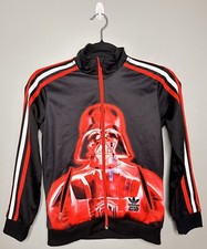 Adidas Star Wars Darth Vader RARE Boy's Black Red Full Zip Jacket Small FLAW  