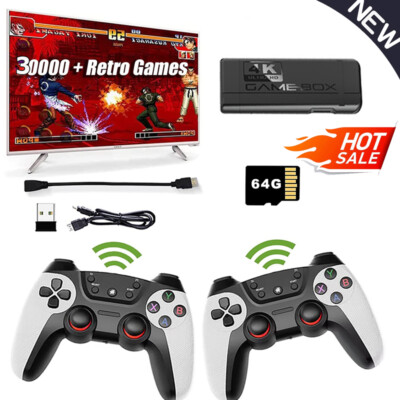 Wireless 4K HDMI Videospielkonsole Retro 30000+Spiele TV Stick 64GB +2 Gamepad
