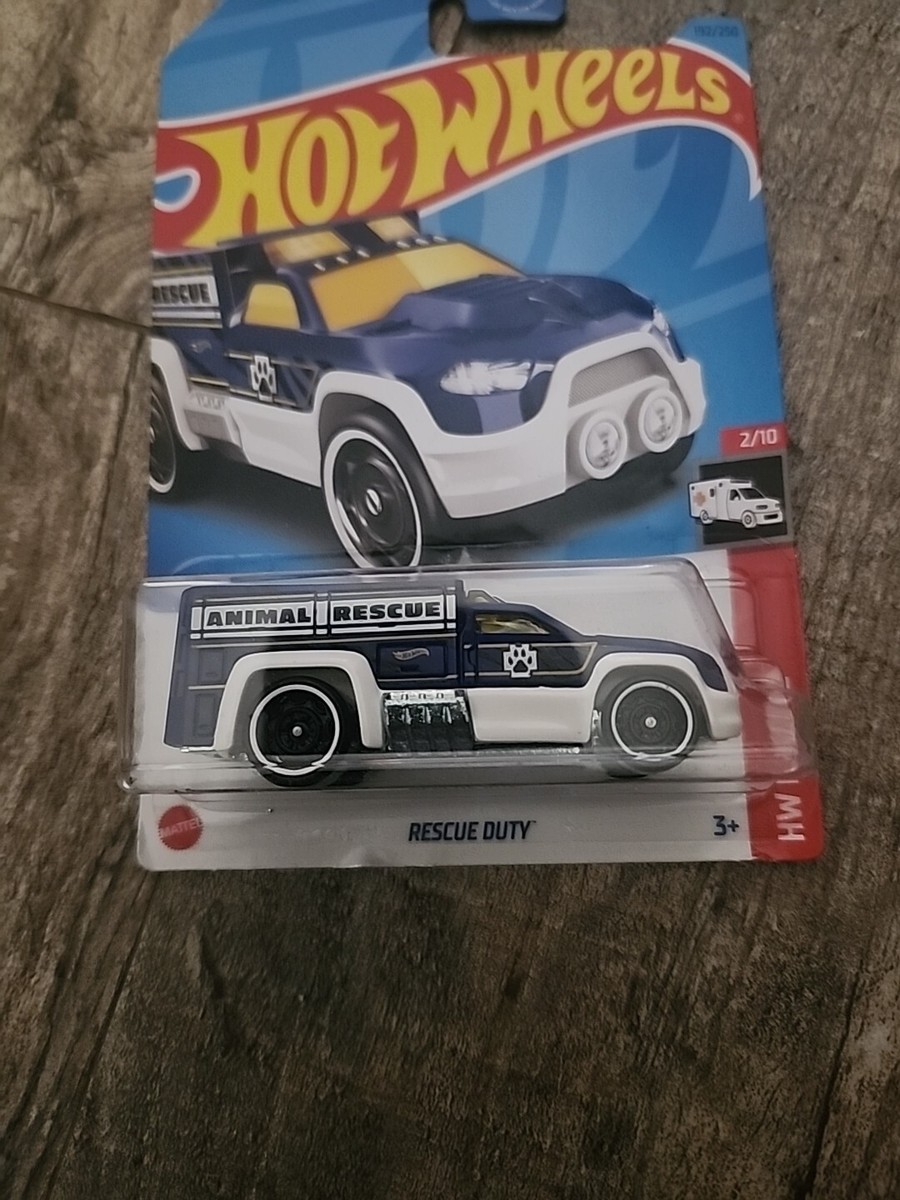 Hot Wheels 'Rescue Duty' 1:64 Scale Die-Cast Car - Blue/White, Long Card (HW Rescue 2/10)