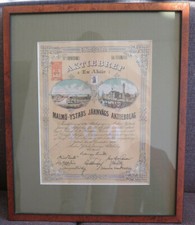 Piękne, oprawione akcje "Malmö-Ystads-Järnvägs AB", kolej, Szwecja 1922