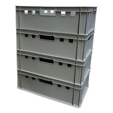 4 x E2-Kiste Stapelbox Kunststoffbehälter Box Kiste Eurobox Lagerbox grau NEU.