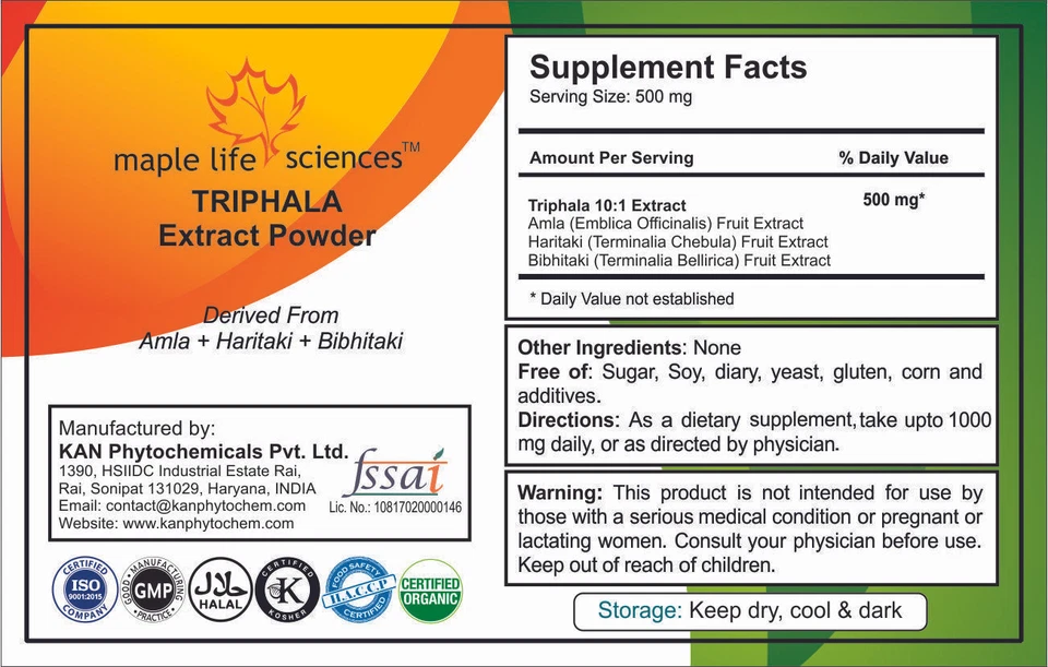 Triphala Extrakt Pulver unterstützt das Verdauungssystem Amla Haritaki Bibhitaki - Bild 2 von 2