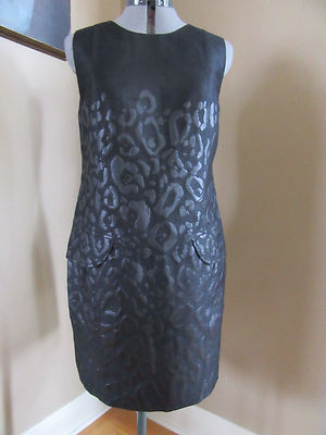 VERSACE COLLECTION BLACK ANIMAL PRINT ACCENTS SLEEVELESS DRESS SIZE US 10 (IT46)