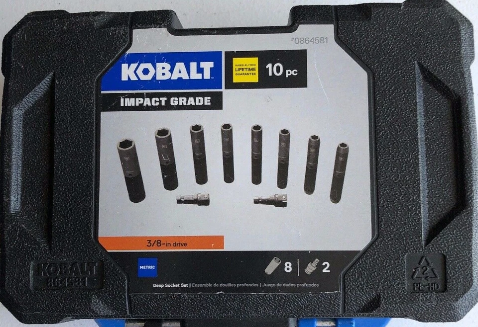 Metric 10-Piece 3/8-in Drive 6-point Deep Impact Socket Set With Case - Image 2 of 3