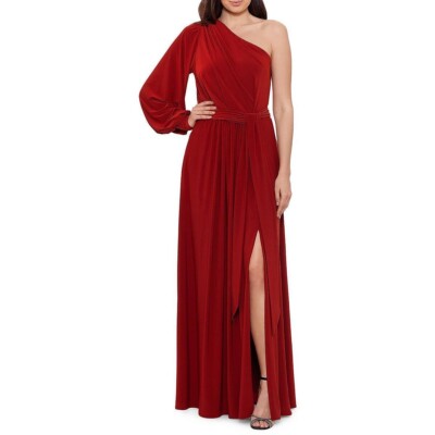 Aqua Women's Matte Jersey One Shoulder Split Hem Evening Dress Gown Size 8  B4HP | eBay