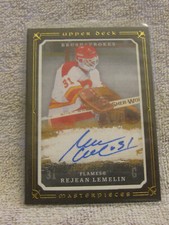 2008-09 Upper Deck Masterpieces #MB-RL Rejean Lemelin Brushstrokes Brown Flames