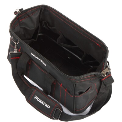 WORKPRO 16'' Zipper Wide Mouth Tool Storage Bag Case Large Capacity w/21 Pockets