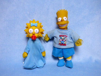 Simpsons Maggie und Bart 2 vintage Figuren Stoff Puppen 19 + 23 cm groß