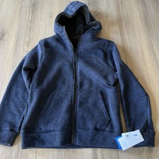 NWT Free Country Boys Navy Hooded Sweater Zip Up Fleece Jacket - size Large