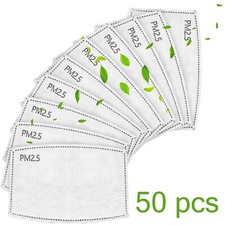50 Pack PM2.5 Filters Activated White 5 Layers Replacement Filters