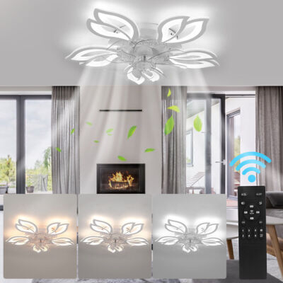 LED Deckenventilator mit Beleuchtung Licht Fernbedienung Deckenlampe Wohnzimmer