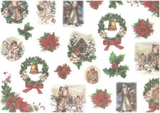 DECOUPAGE - 2 fogli carta di riso per découpage 50x35 cm - Natale vintage