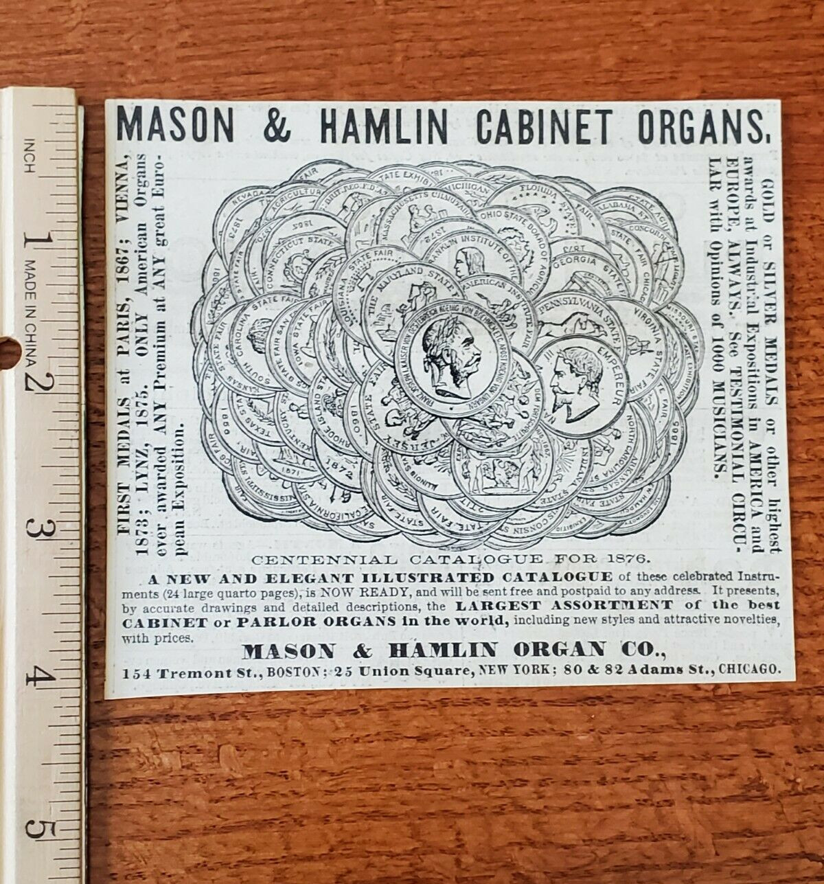 Harper's Weekly 1875 Advertisement MASON AND HAMLIN ORGAN CO CABINET ORGANS