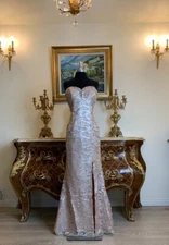 Women's Formal High slit All over Sequins Lace up Long Evening Gown prom dress