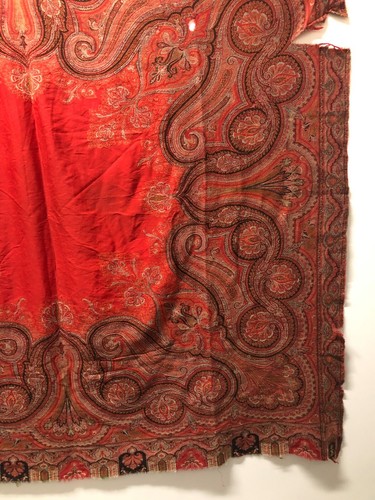 CHAL TAPIZ VINTAGE DE LANA TEJIDA PAISLEY ROJO DAÑOS PARA MANUALIDADES Y PROYECTOS - Imagen 2 de 18