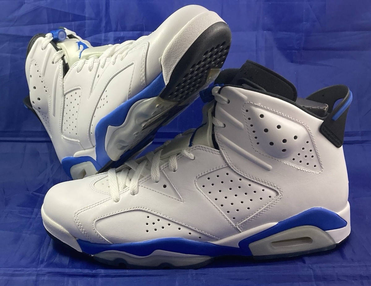 Nike Air Jordan 6 Retro Size 10.5 White Sport Blue-Black