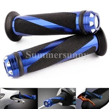 BLUE ALUMINUM RUBBER GEL HAND GRIPS FOR MOTORCYCLE 7/8" HANDLEBAR DIRT BIKES ATV