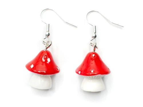 Fly Agaric Earrings Mushrooms Forest Mykologie Hanging Miniblings Polkadot