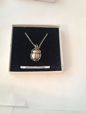 Egyptian Scarab SPP Emblem on Silver Platinum Plated Necklace 18"