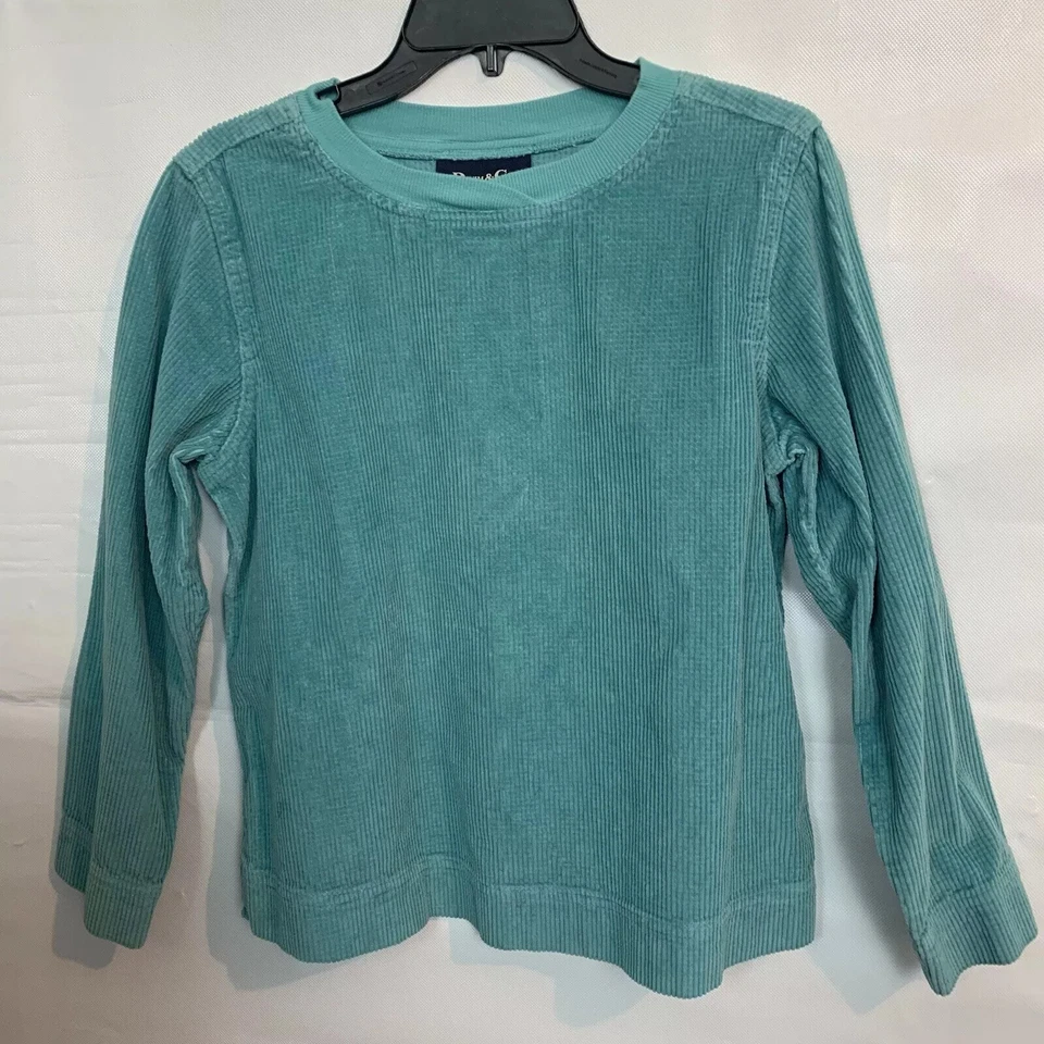 Denim & Co. женщин бирюзовый длинным рукавом ребристый вафель вельвет толстовка Топ маленький - Изображение 2 из 4