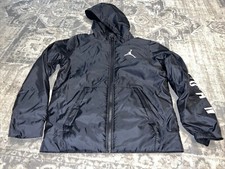 Jordan Jacket Boys Youth Sz Large Black Hooded Long Sleeve 12-13 Years