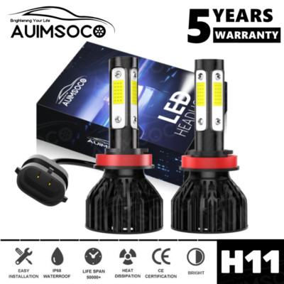 4-Side H11 LED Headlight Conversion Kit Low Beam Bulb Super Bright 6000K White