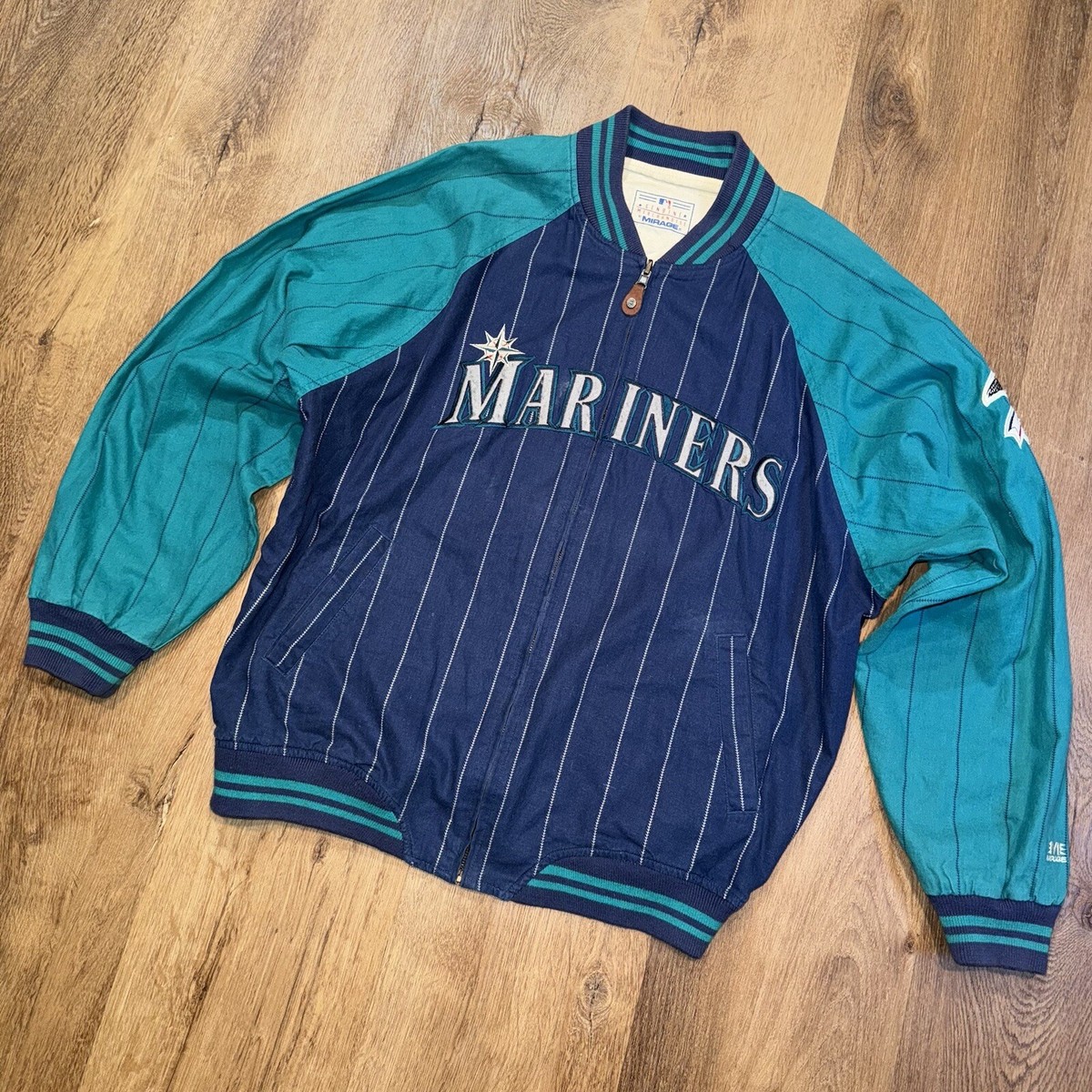 Seattle Mariners Jacket Mirage Coat Baseball MLB Bomber VTG Seattle Mariners Jacket Mirage Coat Baseball MLB Bomber VTG