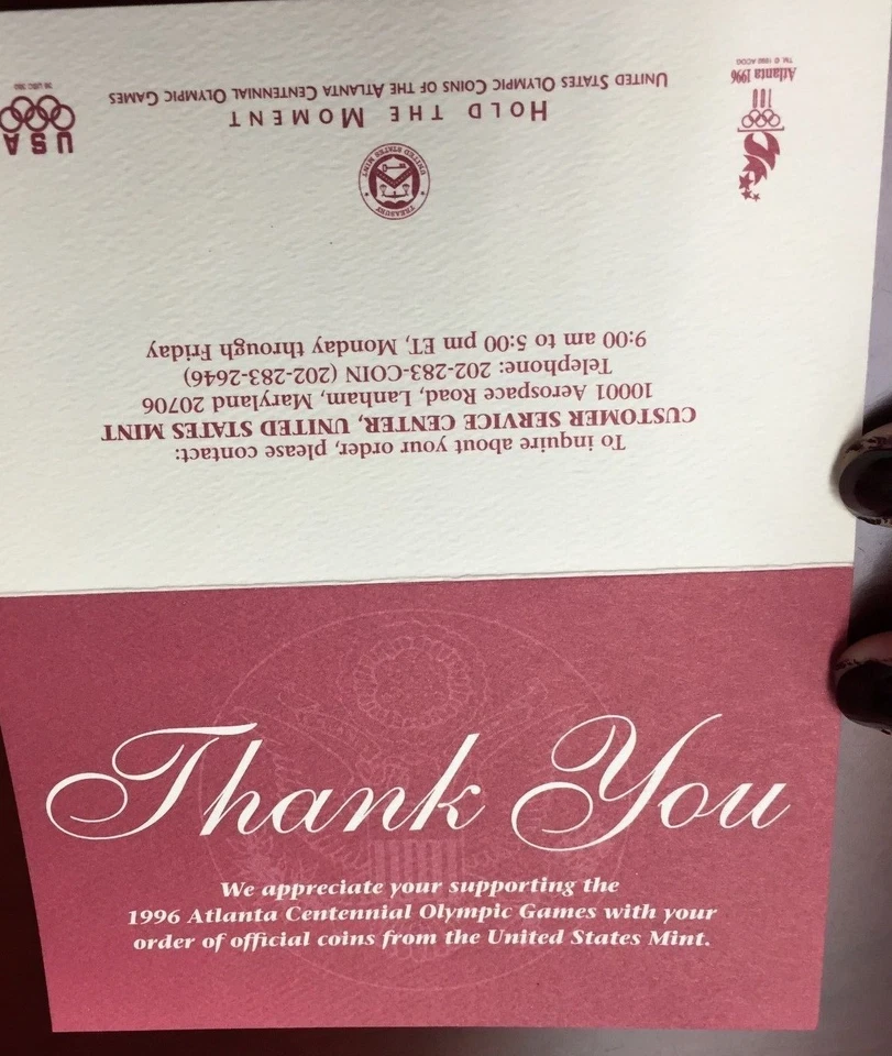 1996 US Mint 4 Coin UNC Set Atlanta Olympic Games Gold & Silver w/ Cauldron - Image 4 of 4