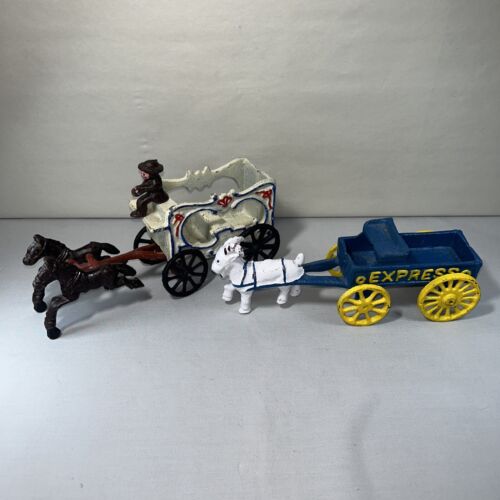 Antique Cast Iron Circus Wagon and Goat Express Cart - Picture 1 of 14