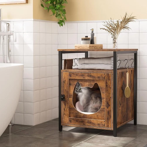 Katzentoilette Katzenklo Schrank Katzenhaus mit Tür Katzenschrank Sitzbank - Bild 23 von 52