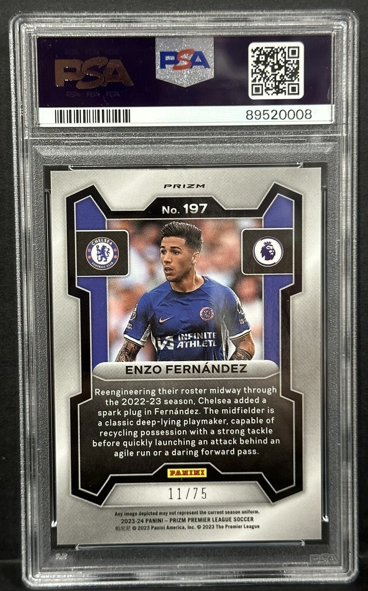 2023-24 Panini Prizm EPL Chelsea Enzo Fernandez Blue Cracked