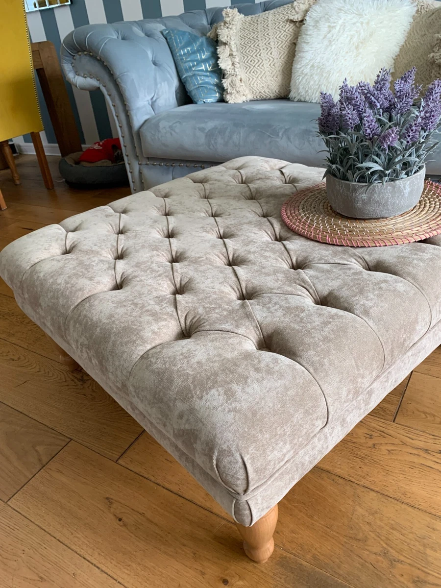 Grey studded footstool outlet