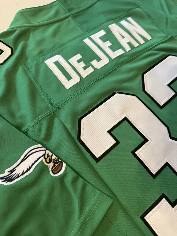 Новая вышитая футболка Cooper DeJean No33 Philadelphia Eagles Kelly зеленая с ценником детские размеры - Изображение 2 из 4