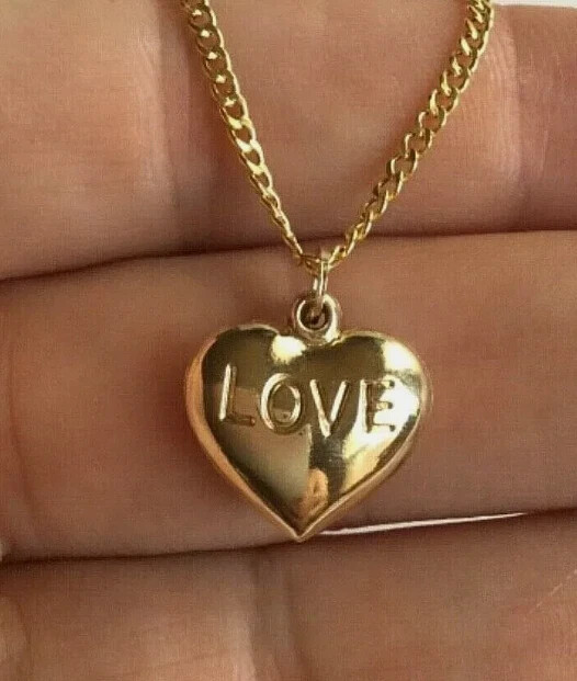 14K Yellow Gold Plated HEART LOVE NECKLACE 20