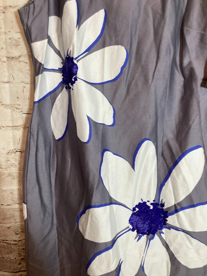 Vestido Studio I Mujer 12 Gris Floral Funda Oficina Trabajo Informal Algodón Cremallera Foto 3 de 4