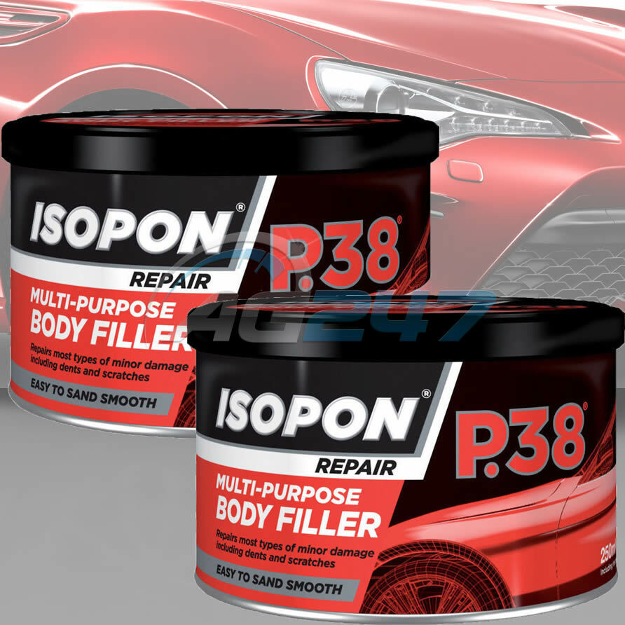 2 x U POL ISOPON P38 Car Metal Bodywork Dents Scratches Repair Body Filler 250ml