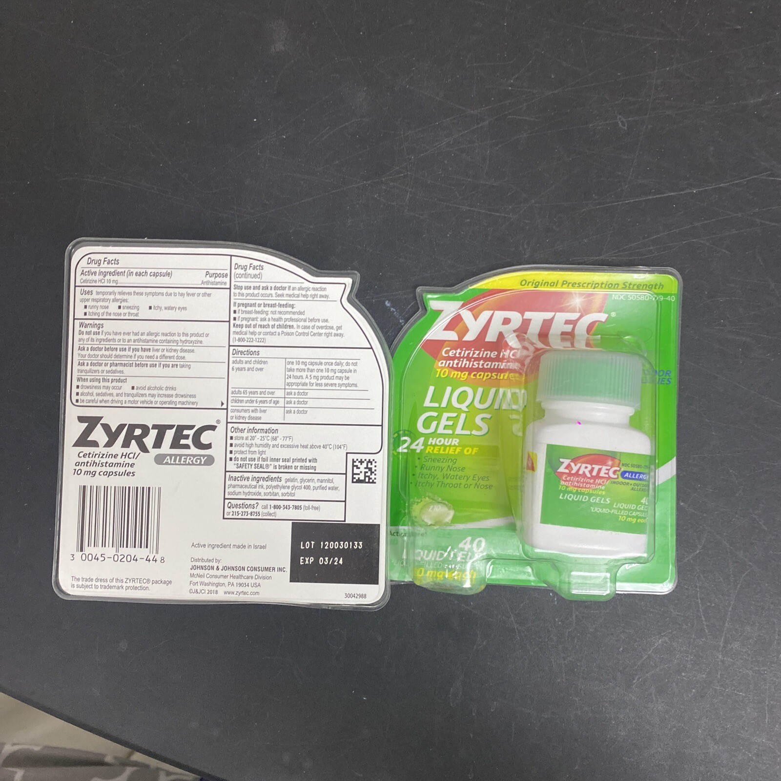 A Lot 2 Zyrtec Allergy Liquid Gels 40 caps 10 mg Exp 3/24 & 4/24