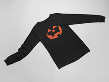 Pumpkin Face Shirt Jack O Lantern Halloween Tee Long Sleeve Black Scary Outfit