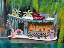 World Market Laser Cut Wood Mid Century Modern House LED Drive In Diner New